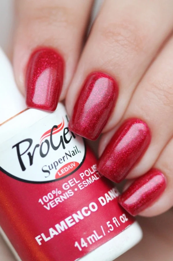 Гель-лак Танцівниця фламенко Super Nail ProGel Flamenco Dancer малиново-червоний з фіолетовим підтоном, шиммерний 14 мл