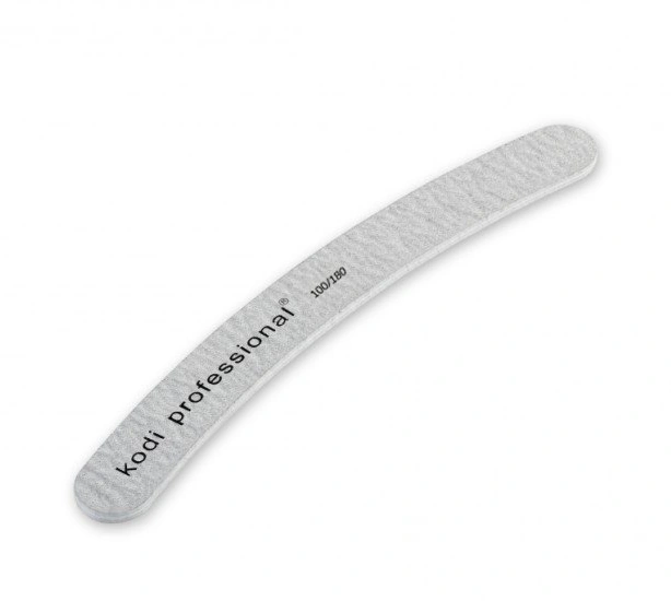 Пилка-банан двостороння зебра Kodi Nail File Banana Grey 100/180 грит