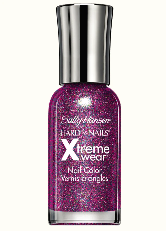 Зміцнюючий лак Sally Hansen Xtreme wear №140 Rockstar Pink пурпурові, блакитні, червоні та золотаві дрібні блискітки 11.8 мл