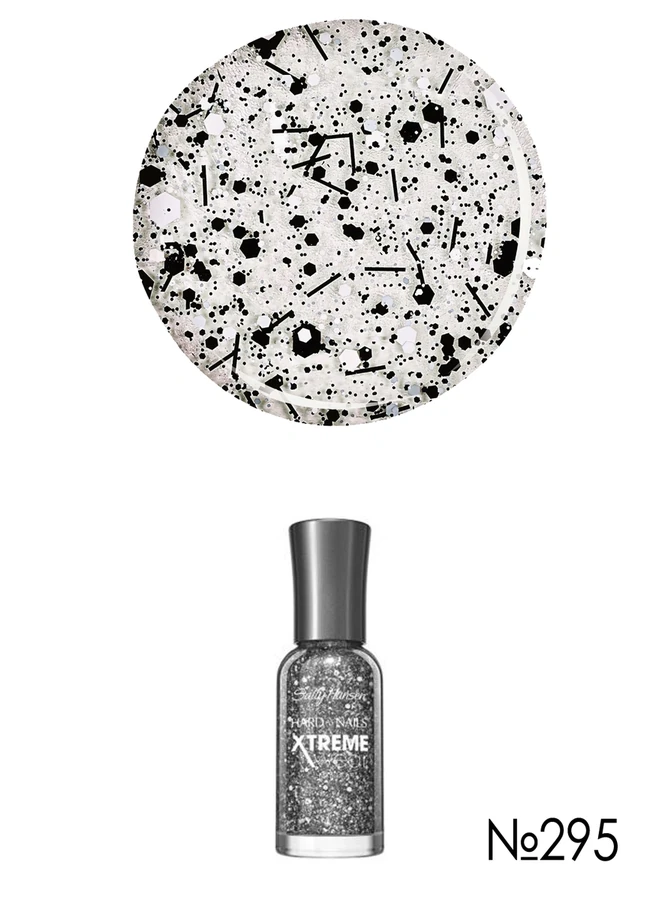 Зміцнюючий лак Sally Hansen Xtreme wear №295 прозорий з чорними та білими блискітками різних розмірів 11,8 мл
