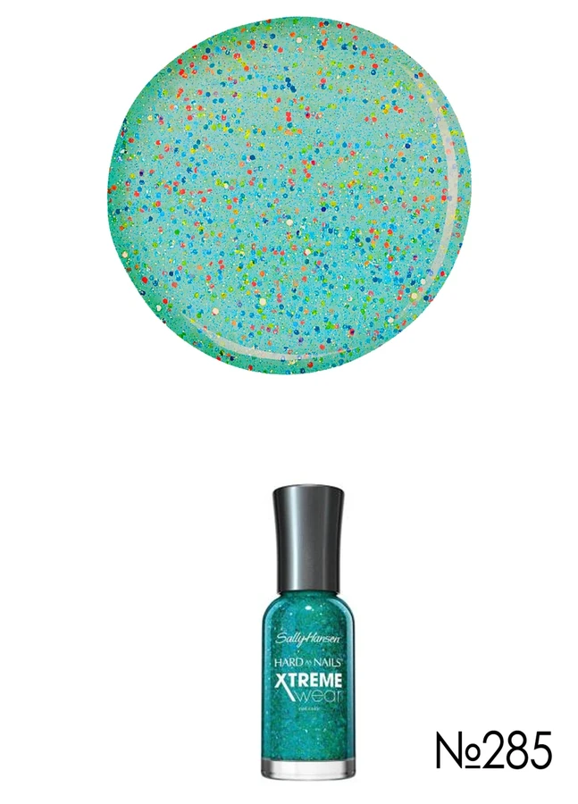 Зміцнюючий лак Sally Hansen Xtreme wear №285 прозорий зелений з різнокольоровими блискітками 11,8 мл