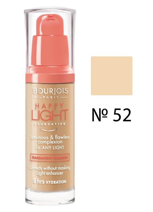 Тональна основа, світлий беж Bourjois Happy Light №52 30 мл