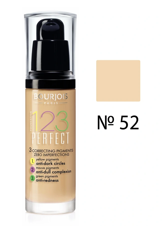 Основа тональна, коригуюча, світлий беж Bourjois 1.2.3 Perfect №52 30 мл