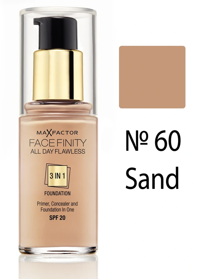 Тональний крем 3 в 1, пісочний Max Factor Facefinity All Day Flawless 3-In-1 №60