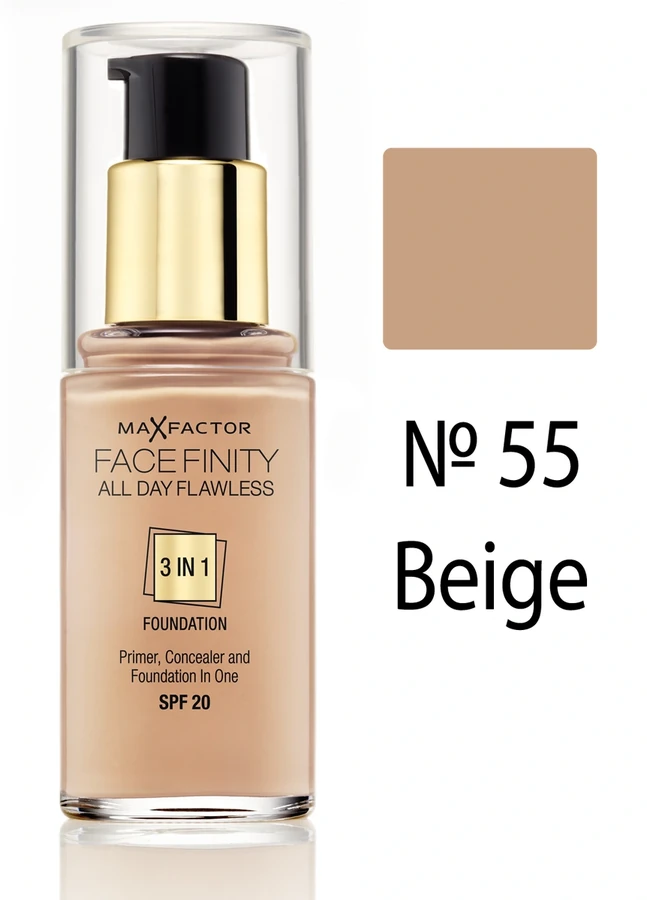 Тональний крем 3 в 1, слонова кістка Max Factor Facefinity All Day Flawless 3-In-1 №55