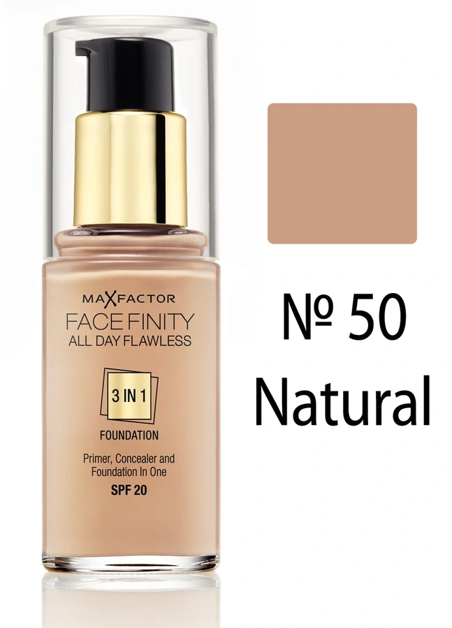 Тональний крем 3 в 1, натуральний Max Factor Facefinity All Day Flawless 3-In-1 №50