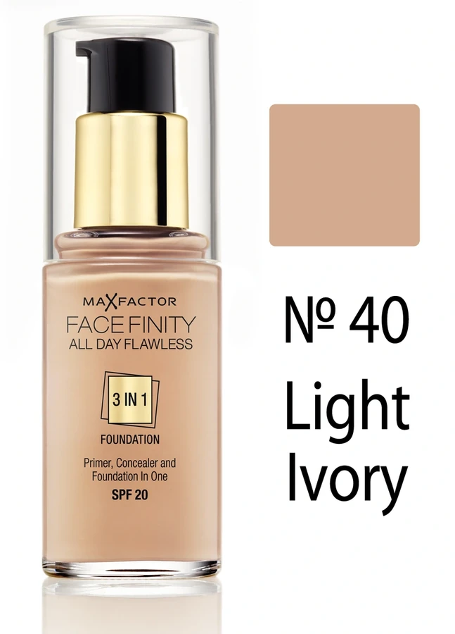 Тональний крем 3 в 1, слонова кістка Max Factor Facefinity All Day Flawless 3-In-1 №40
