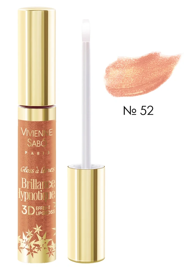 Блиск для губ з 3D Ефектом, персиковий мерехтливий Vivienne Sabo Brillance Hypnotique №52 8 мл