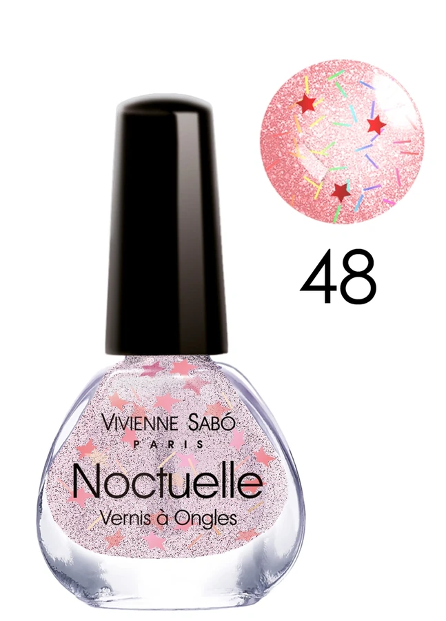 Лак Vivienne Sabo Noctuelle №48 прозорий рожевий з галаграфічними блискітками та зірками 6 мл