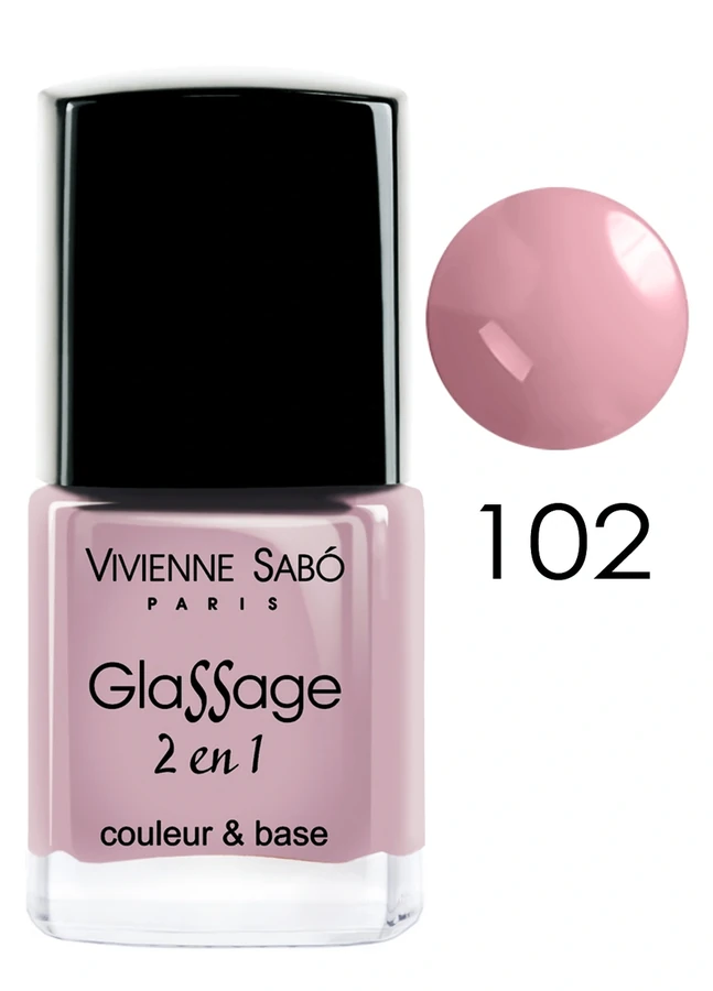 Лак 2-в-1 Vivienne Sabo Glassage №102 бежево-рожевий, перламутр 8 мл