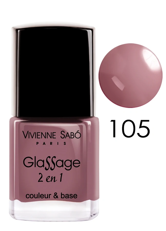 Лак 2-в-1 Vivienne Sabo Glassage №105 попелясто-рожевий, емаль 8 мл