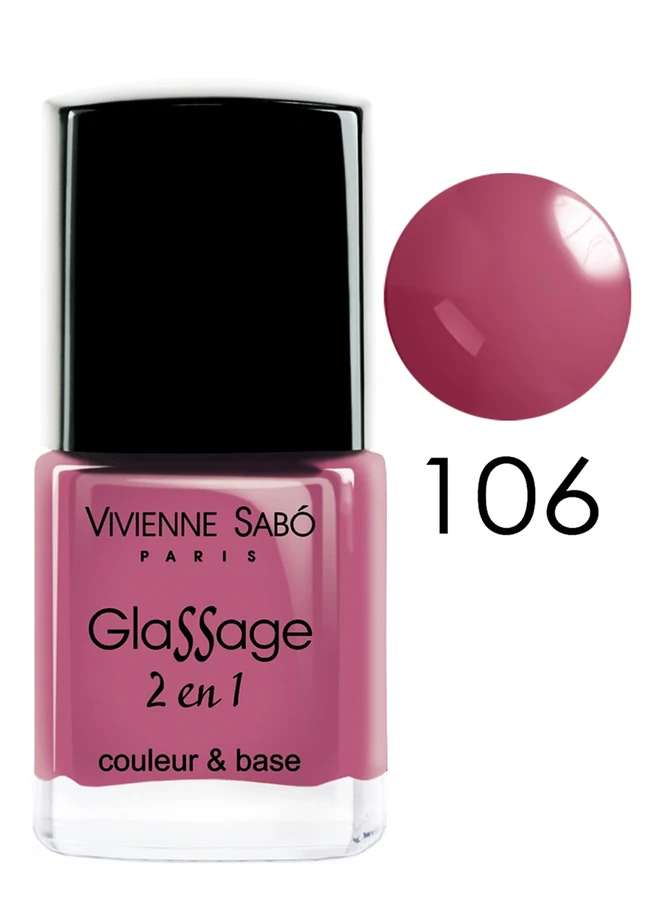 Лак 2-в-1 Vivienne Sabo Glassage №106 димчастий малиново-рожевий, емаль 8 мл