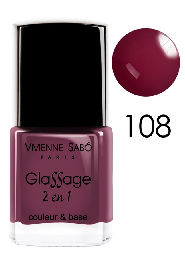 Лак 2-в-1 Vivienne Sabo Glassage №108 бордово-фіолетовий, емаль 8 мл