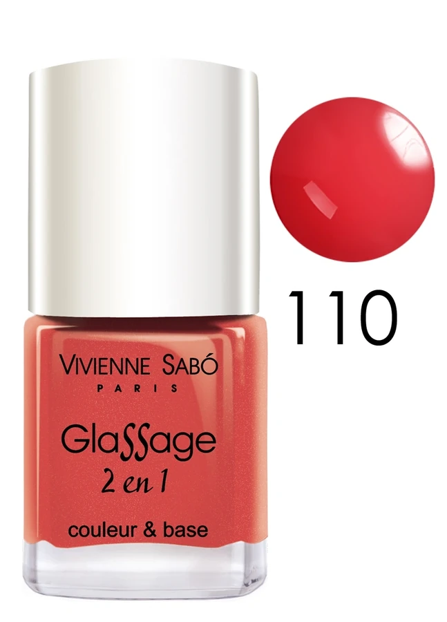Лак 2-в-1 Vivienne Sabo Glassage №110 червоний, емаль 8 мл
