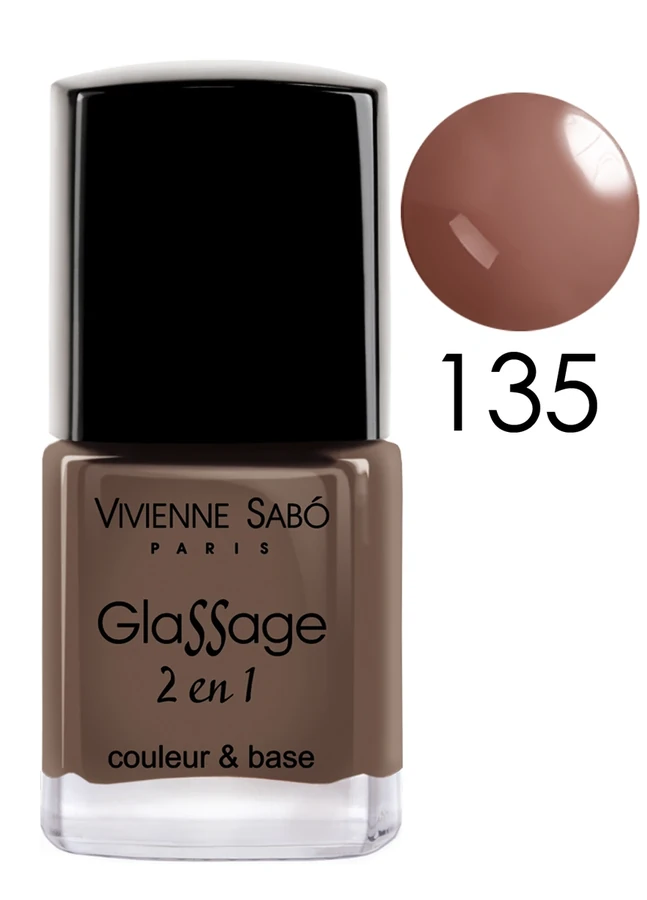 Лак 2-в-1 Vivienne Sabo Glassage №135 кава з молоком, емаль 8 мл