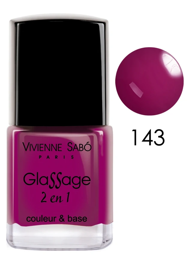 Лак 2-в-1 Vivienne Sabo Glassage №143 темна фуксія, емаль 8 мл