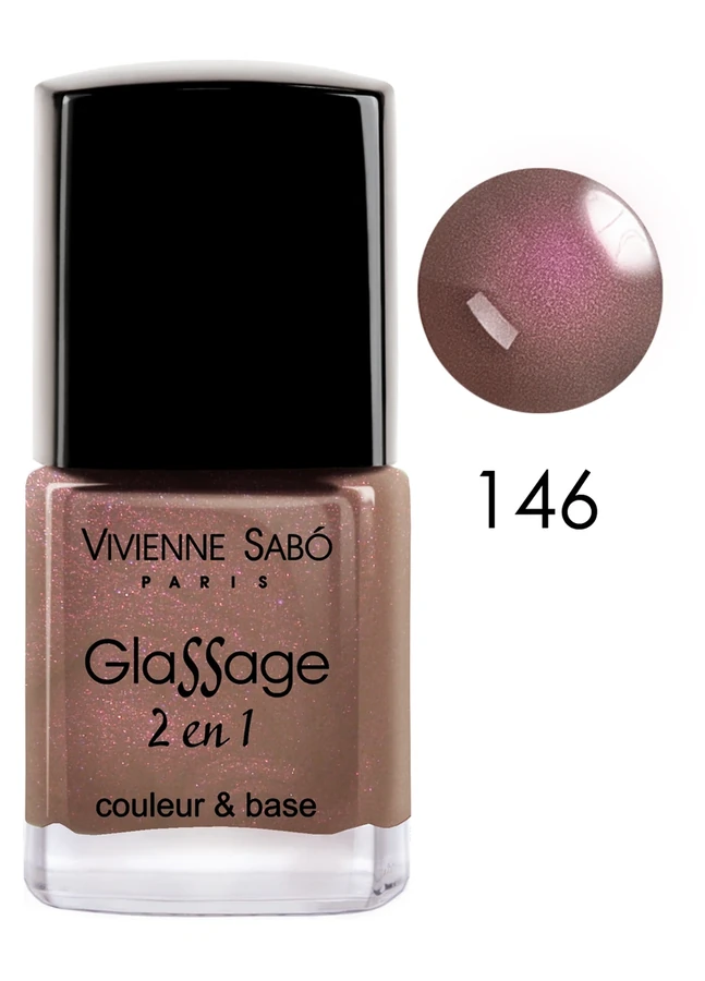 Лак 2-в-1 Vivienne Sabo Glassage №146 кава з молоком з рожевим перламутром 8 мл