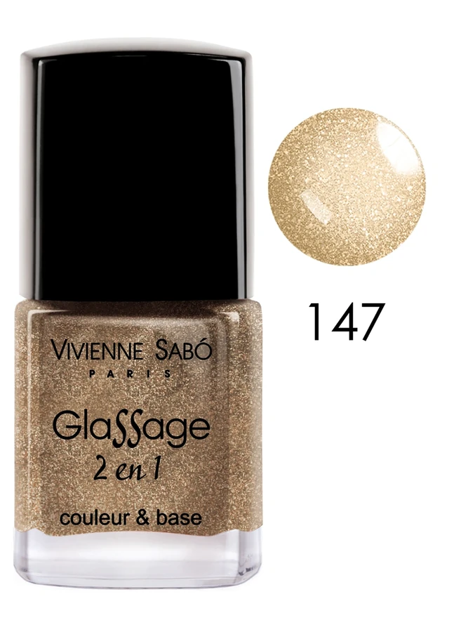 Лак 2-в-1 Vivienne Sabo Glassage №147 золотий із шиммером 8 мл