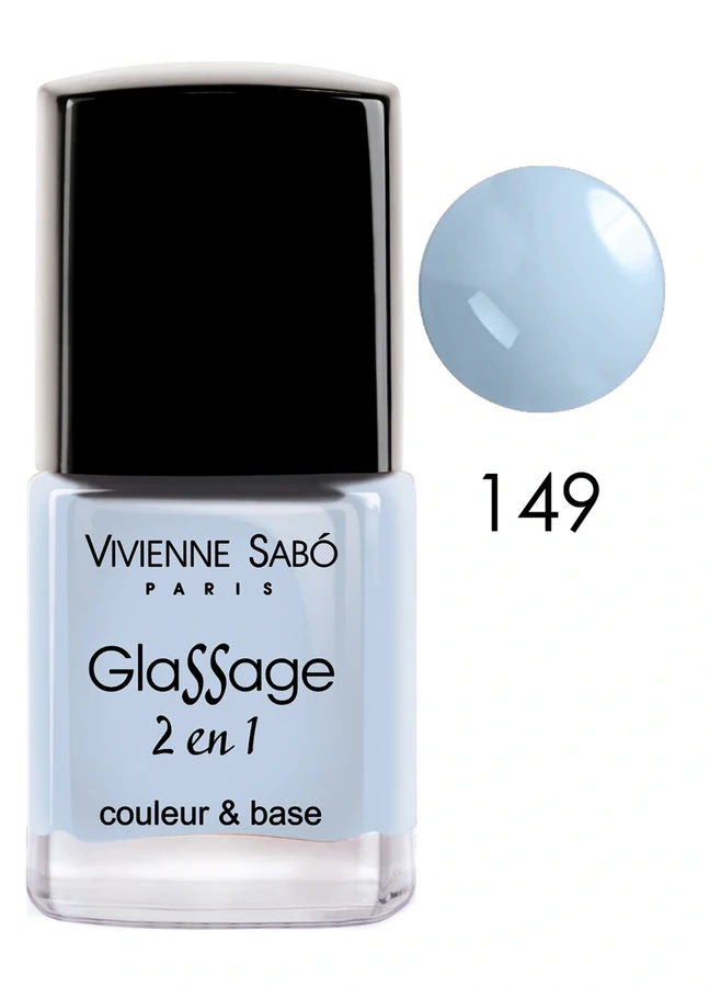 Лак 2-в-1 Vivienne Sabo Glassage №149 ніжно-блакитний, напівпрозорий 8 мл
