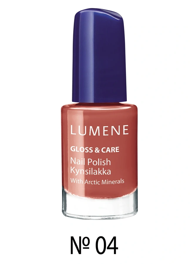 Лак Сяючий блиск і догляд Lumene Gloss and Care Nail Polish №04 персиково-кораловий із золотим шиммером 5 мл