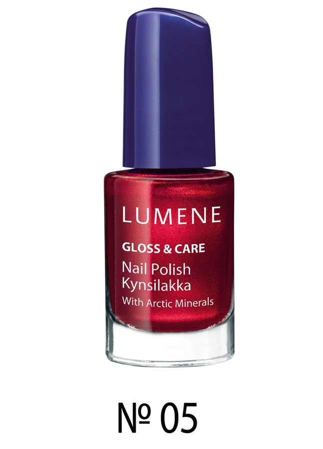Лак Сяючий блиск і догляд Lumene Gloss and Care Nail Polish №05 червоно-вишневий із шиммером 5 мл
