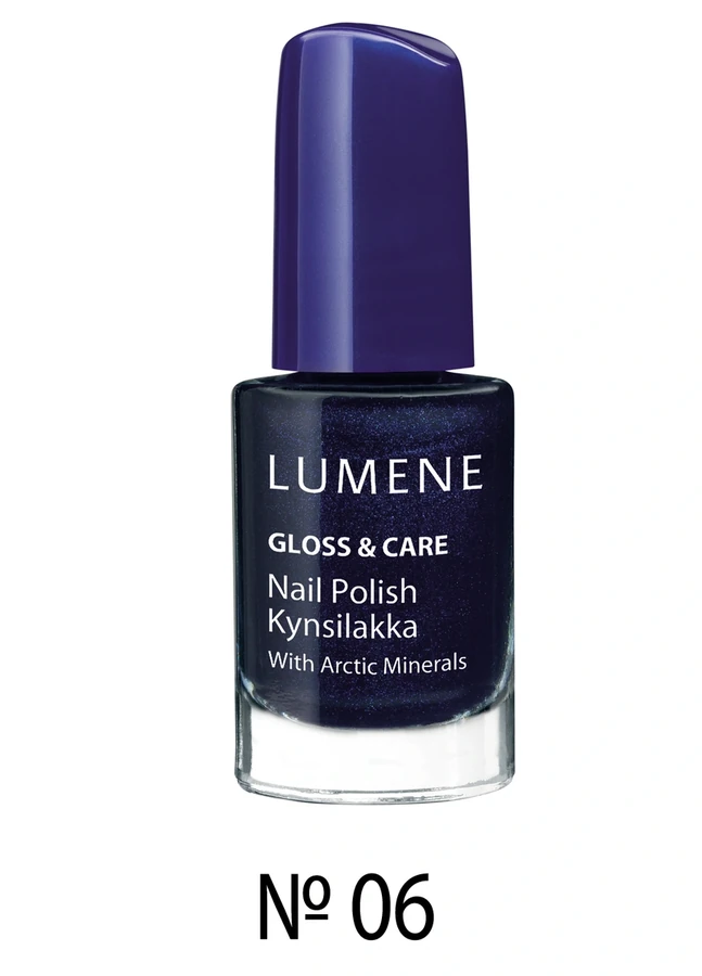 Лак Сяючий блиск і догляд Lumene Gloss and Care Nail Polish №06 темно-синій із шиммером 5 мл