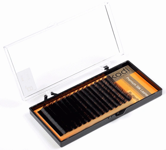 Преміум вії для нарощування штучні Kodi Premium Silk Lashes Butterfly Black (C/0.15, 13 мм) чорні