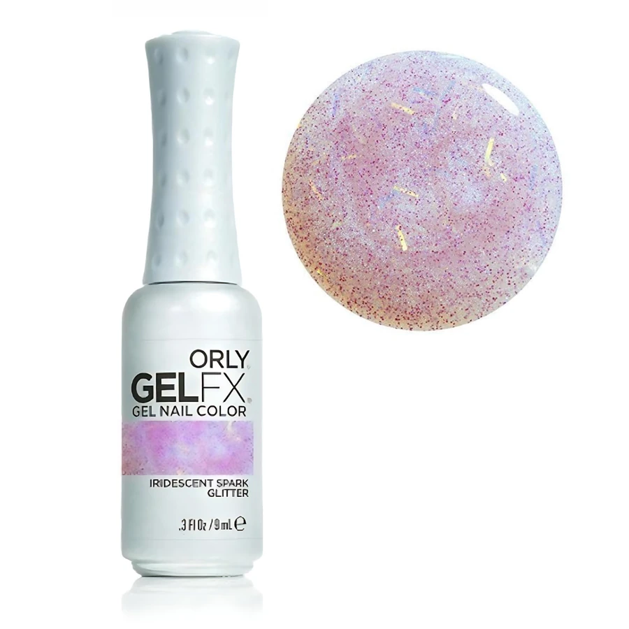 Гель-лак ORLY Gel FX Iridescent Spark Glitter прозорий, з рожевим шиммером та кольоровою слюдою 9 мл