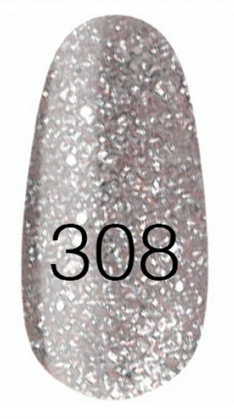 Лак Kodi Nail Polish №308 сріблястий з блискітками 15 мл