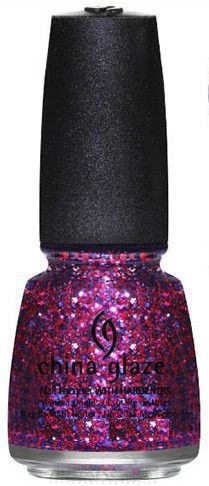 Лак China Glaze Be Merry, Be Bright сині та червоні голографічні блискітки на прозорій основі 9,6 ml
