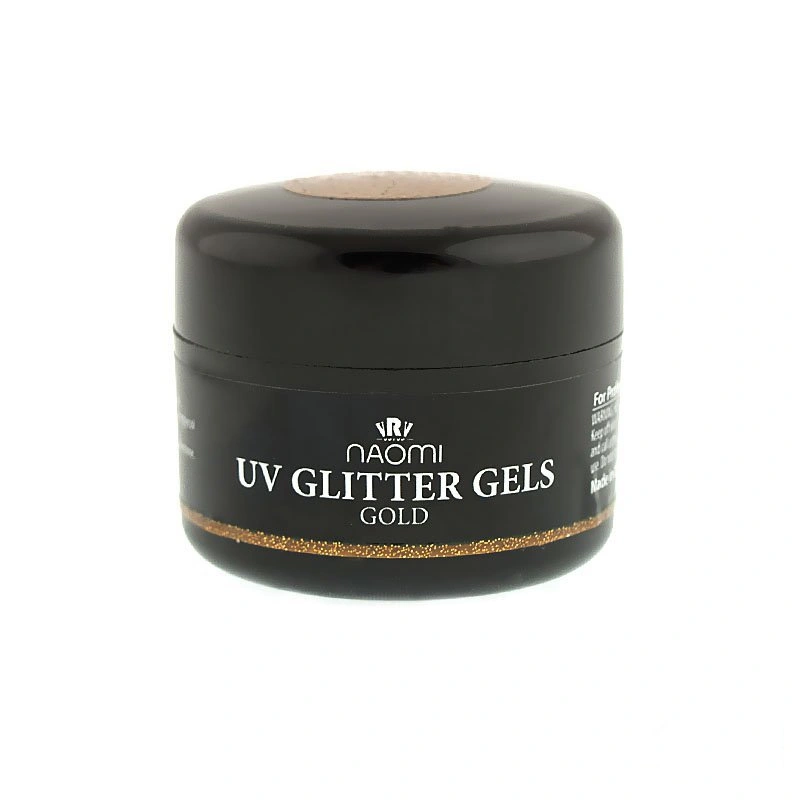 Глітерний гель, золотистий Naomi UV Glitter Gel Gold 14 гр
