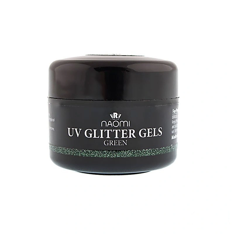 Глітерний гель, зелений Naomi UV Glitter Gel Green 14 гр