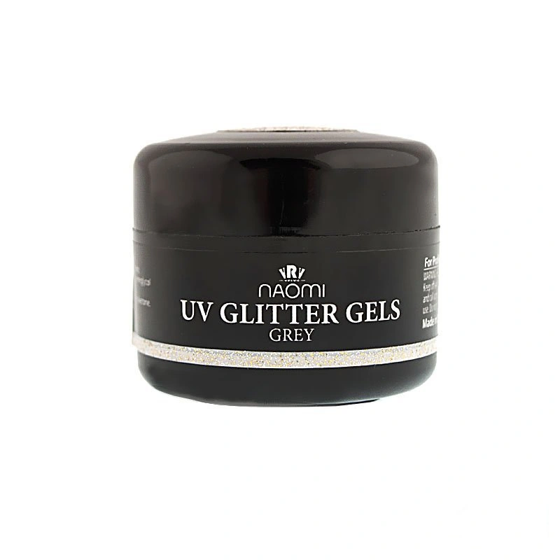 Глітерний гель, сірий Naomi UV Glitter Gel Grey 14гр